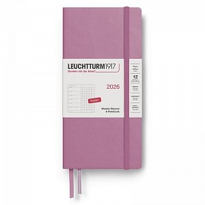 Weekly Planner & Notebook 2026 Wallet (B6+ x A6) Dusty Rose - tečkovaný