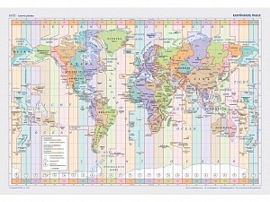 Svět - časová pásma, podložka 1:55 mil.