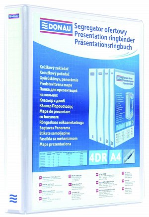 DONAU prezentační pořadač, 4RD/40 mm, lepenka s PP, bílý