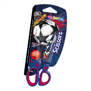 Colorino dětské nůžky s potiskem Football, kulaté, 12,5 cm, asymetrické