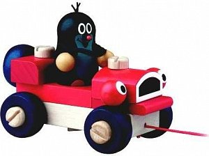 Tahací Krtek a mrkací auto 14cm