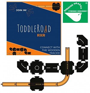 TODDLEROAD 2201 ŽELEZNIČNÍ PŘEJEZD S DOPLŇKY - flexibilní silnice - 8 silikonových puzzle dílů