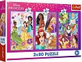 Puzzle Přátelství princezen 3x80 dílků