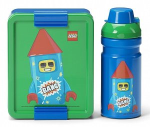 LEGO Rocket svačinový set (láhev a box) - modrá/zelená
