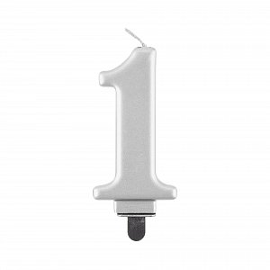 Svíčka dortová stříbrná číslo 1