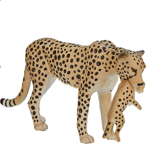 Gepardí samice s mládětem figurka