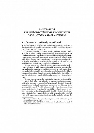Náhled Trestní odpovědnost právnických osob v České republice - problémy a perspektivy