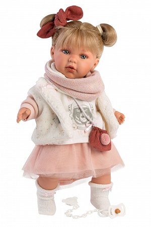 Llorens 42402 JULIA - realistická panenka se zvuky a měkkým látkovým tělem - 42 cm