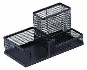 DONAU stolní zásobník Office Set, 3 přihrádky, kov, černý