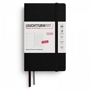 Weekly Planner & Notebook 2026 Pocket (A6) Black