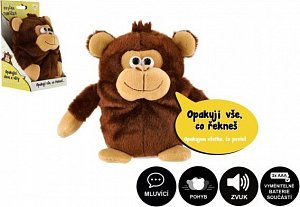 Opička Tonička opakující věty plyš 18 cm na baterie se zvukem v krabici