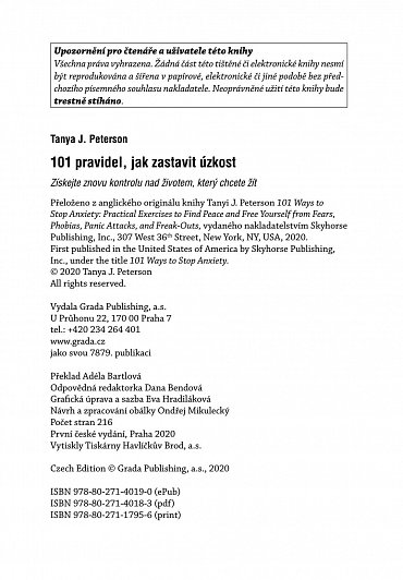Náhled 101 pravidel, jak zastavit úzkost - Získejte znovu kontrolu nad životem, který chcete žít