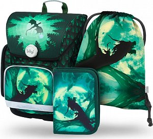 BAAGL Set 3 ks Ergo - Drak (aktovka, penál, sáček)