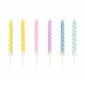 Svíčky dortové spirály pastelové 6 ks