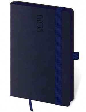 Diář 2026 týdenní kapesní Memory s gumičkou - tmavě modrá