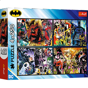 Puzzle Batman v akci/4x250 dílků