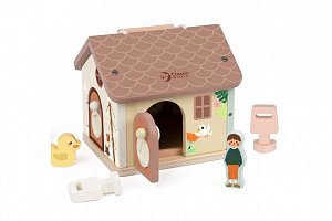 Skládanka/vkládačka dům dřevo 11ks 16x15x14cm 18m+