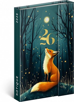 NOTIQUE Týdenní magnetický diář Liška 2026, 11 x 16 cm
