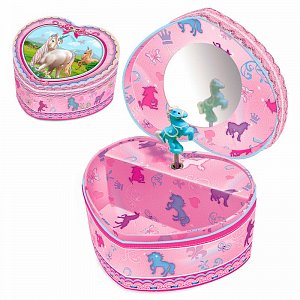 Šperkovnice s koníkem ve tvaru srdce - růžová