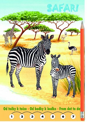 Safari Omalovánky - Od tečky k tečce + grafitová tužka s gumou