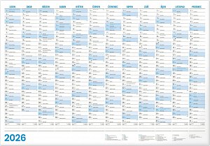 Kalendář 2026 Roční B1, 96,4 x 67 cm