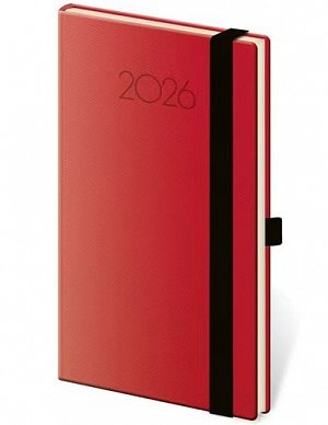 Diář 2026 týdenní kapesní Praga - červená