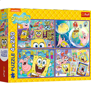 Puzzle Šílený svět Spongeboba 4x250 dílků