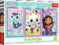 Puzzle Gábinin kouzelný domek Setkání s Gabby a kočkami 3x50 dílků