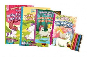 Maľovanka/Omalovánky+aktivity s patelkami/ceruzky SK + CZ verze 21x28cm