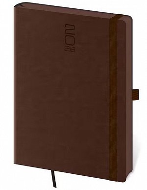 Diář 2026 týdenní A5 Memory s gumičkou - tmavě hnědá