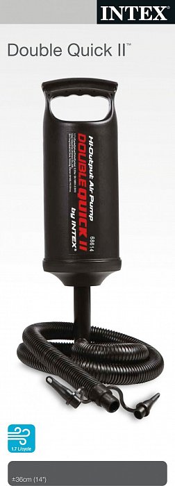 Pumpa ruční dvoukomorová s doplňky plast 36cm v krabici