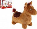 Hopsadlo kůň plyš hnědý výška sedla 23cm na baterie se zvukem v krabici 35x22x13cm 12m+