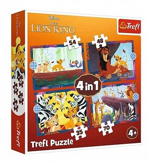 Puzzle Odvážný Lví král 4v1 (35, 48, 54, 70 dílků)