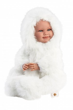 Llorens 74505 NEW BORN - realistická panenka miminko se zvuky a měkkým látkovým tělem - 45 cm