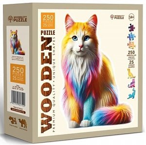 Dřevěné puzzle Duhová kočka 250 dílků