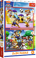 Puzzle Psí den zábavy 2v1Tlapková patrola 2x24 dílků