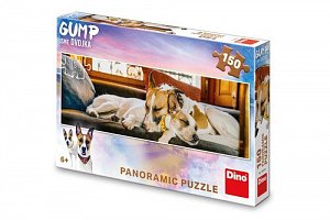 Puzzle panorama Gump jsme dvojka na gauči 150 dílků