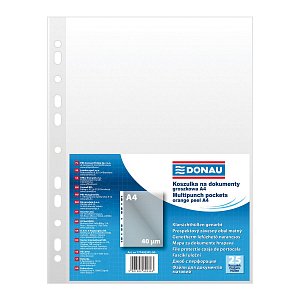 DONAU prospektový obal, A4, matný, PP, 40 μm, 25 ks, transparentní