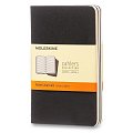 Sešity Moleskine Cahier, S, linkované, 3 ks - černý