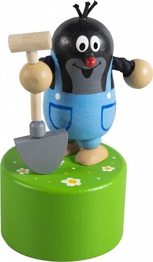 Krtek s rýčem mačkačka dřevo 10cm v sáčku