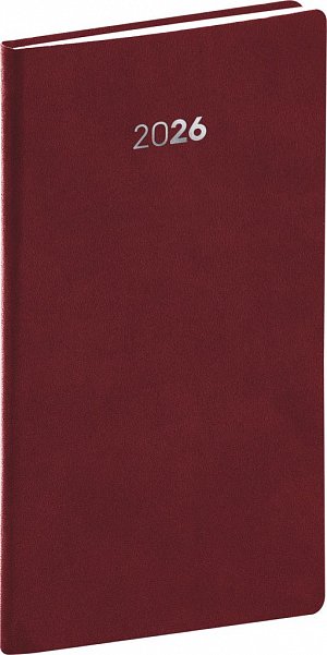 Diář 2026: Balakon - bordó, kapesní, 9 x 15,5 cm