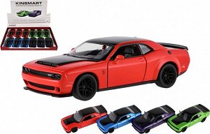 Auto Kinsmart 2023 Dodge Challenger SRT  Demon 170 kov/plast 13cm 4barvy na zpětné nat. 12ks v boxu