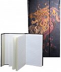 Zápisník s magnetickou klopou 100x180 mm černý s červeným abstrakt. drakem C
