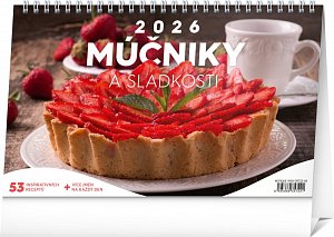 NOTIQUE Stolový kalendár Múčniky a sladkosti 2026, 23,1 x 14,5 cm