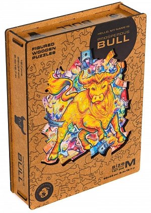 UNIDRAGON dřevěné puzzle BÝK velikost M (25x29cm)