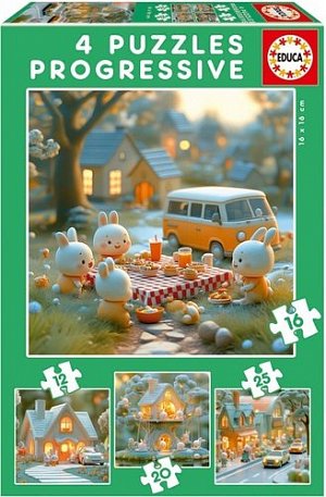 Puzzle Králičí město 4v1 (12,16,20,25 dílků)