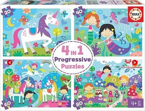 Puzzle Kouzelní přátelé 4v1 (20,40,60,80 dílků)