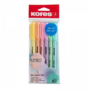 Kores K0 Sada kuličkových per v pastelových barvách 6 ks
