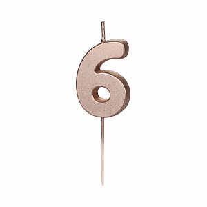 Svíčka dortová rose gold číslo 6
