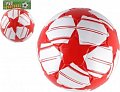 Míč fotbalový nafouknutý šitý 23cm červenobílý v síťce